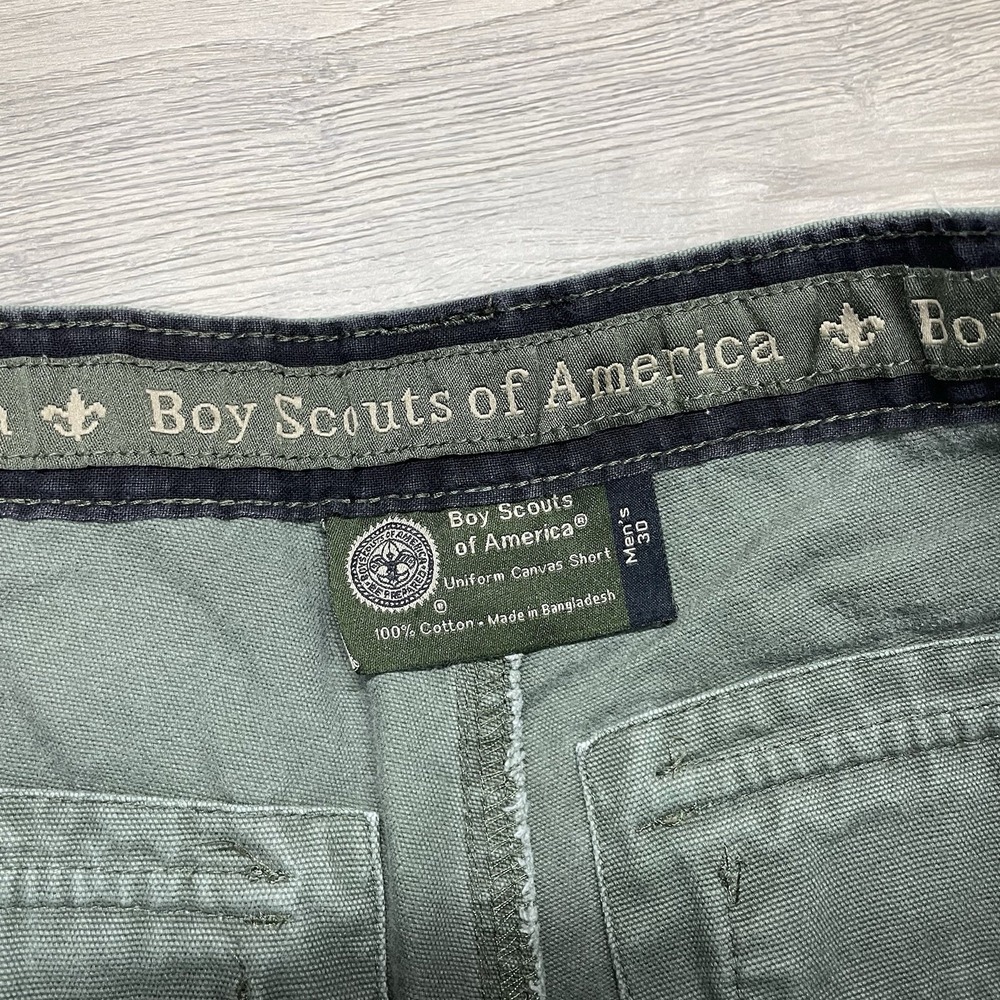 Boy Scouts Of America Green Canvas Uniform Short Men Sz 30 Cotton Class A - Picture 2 of 7
